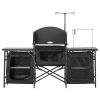 Camping Kitchen Table Portable Outdoor Cook Station Storage Windshield Aluminum