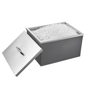 45.3 Qt Drop in Ice Chest Ice Cooler Ice Bin Stainless Steel 22"x17"x12"