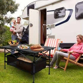 Lightweight Aluminum Folding CamLightweight Aluminum Folding Camping Table (37.2" x 21.7" x 19"), Portable Roll-Up Design ping Table