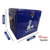 Yakimoto 15l/16Qt Reflex Blue Cooler Box - 4-Day Ice Retention! Metal Latches, Holds 20 Cans, Ergo Grip Handle For Backyard BBQ Parties Tailgates