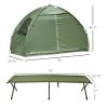 Outsunny 1 Person Folding Camping Cot, Portable Outdoor with Carry Bag, 2-in-1 Elevated Camping Bed Tent Single