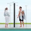 9.2 Gallon Solar Heated Outdoor Shower with 2 Free-Rotating Shower Heads & Foot Showers for Poolside Beach Spa, 7.1ft