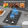 Gas Stove 2 Burner Propane Cooktop 12 inch, Nafewin Tempered Glass Portable Gas Cooktop Stove Burner with Thermocouple Protection