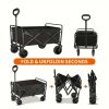 Heavy Duty Foldable Utility Wagon Cart 220 lbs Capacity Portable Collapsible Outdoor Beach Garden Trolley with 360° All Terrain Wheels Side Pockets fo
