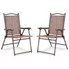 Set of 2 Patio Folding Sling Back Camping Deck Chairs