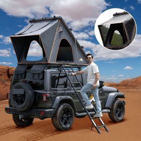 Explorer Rooftop Tent Hardshell with Luggage Racks&Replaceable Netting Rain Curtains, Truck Bed Tent for Camping (Color: BLACK GRAY)