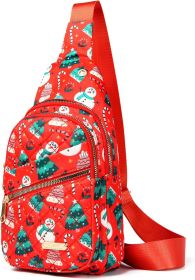 Christmas Crossbody Small Sling Backpack Sling Bag for Women Men, Chest Bag Daypack Crossbody for Travel Sport Running Hiking Christmas Gift (Red) (Color: Red)