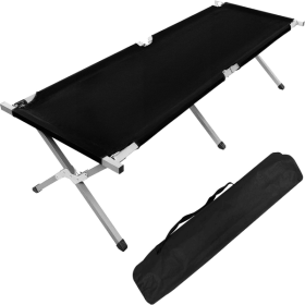 Portable Folding Camping Cot with Carrying Bag Army (Color: Black)