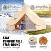 VEVOR Canvas Glamping Bell Tent, Breathable Waterproof Yurt Tent with Stove Jack and Detachable Side Wall for Family Camping