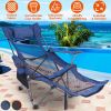 Foldable Camping Chair Collapsible Reclining Chair 330LBS Load Heavy Duty Steel Lawn Chair with Reclining Backrest Angle Cup Holder Pillow Side Pocket