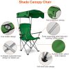 Foldable Beach Canopy Chair Sun Protection Camping Lawn Canopy Chair 330LBS Load Folding Seat w/ Cup Holder For Beach Poolside Travel Picnic