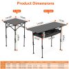 Portable Folding Camping Table With Adjustable Height Rustproof Carbon Steel Foldable Roll-Up Camping Table for Picnic Camping Hiking Beach BBQ